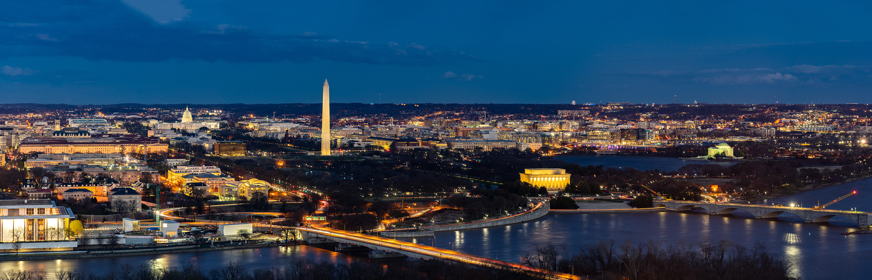 Washington DC skyline at night