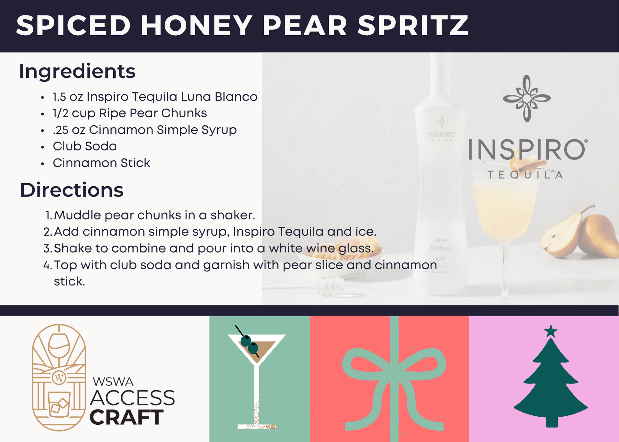 Inspiro Tequila Spiced Honey Pear Spritz