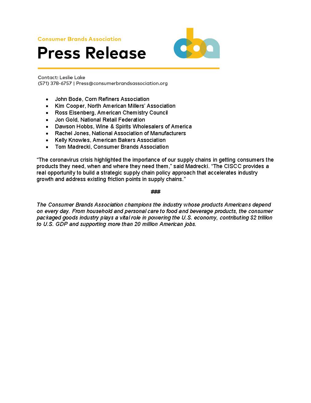 CISCC Launch Press Release