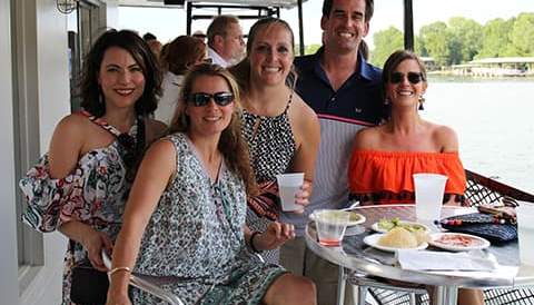 Group of people outside on patio